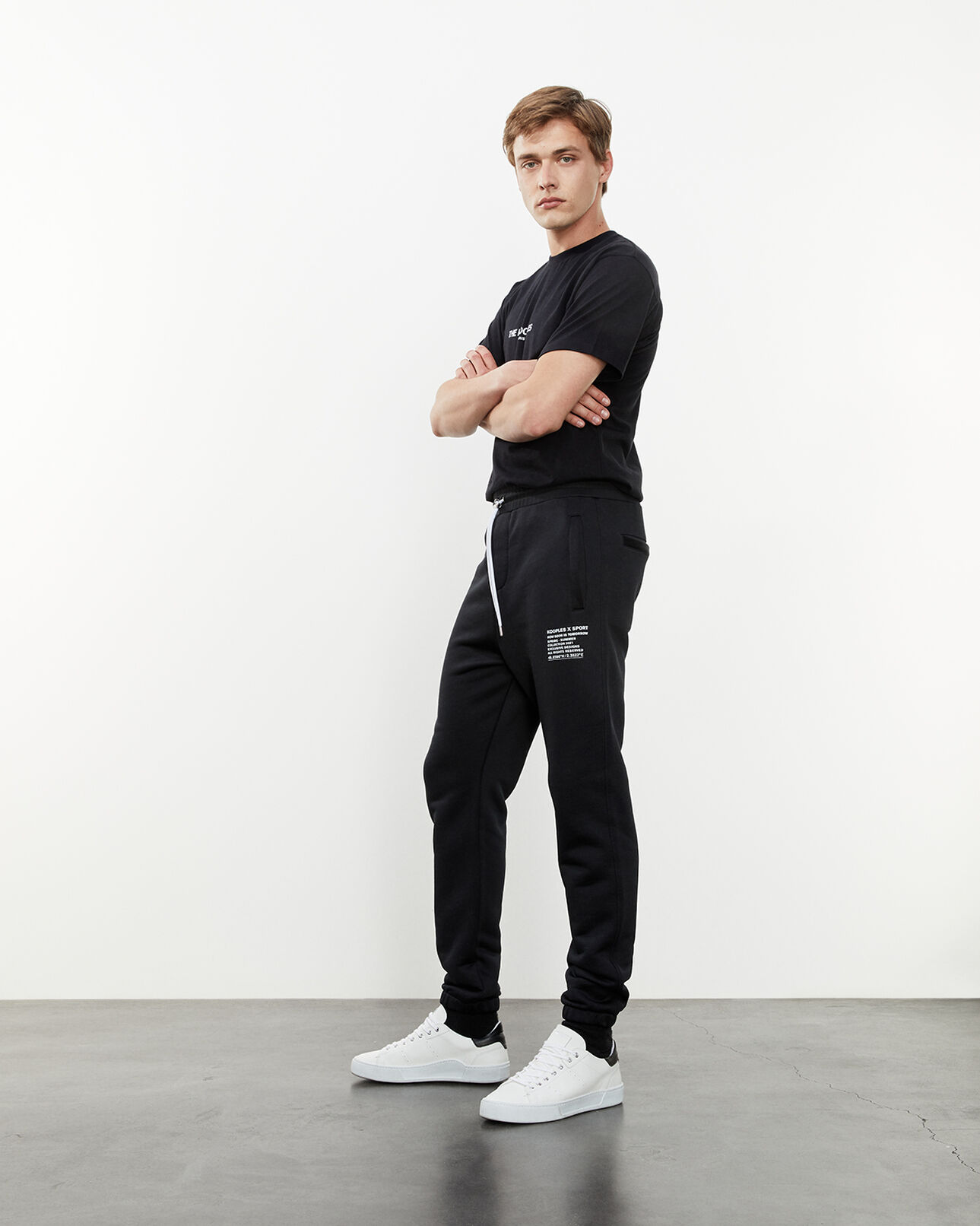 The Kooples HOMME BLACK jogging noir tissu technique à logo