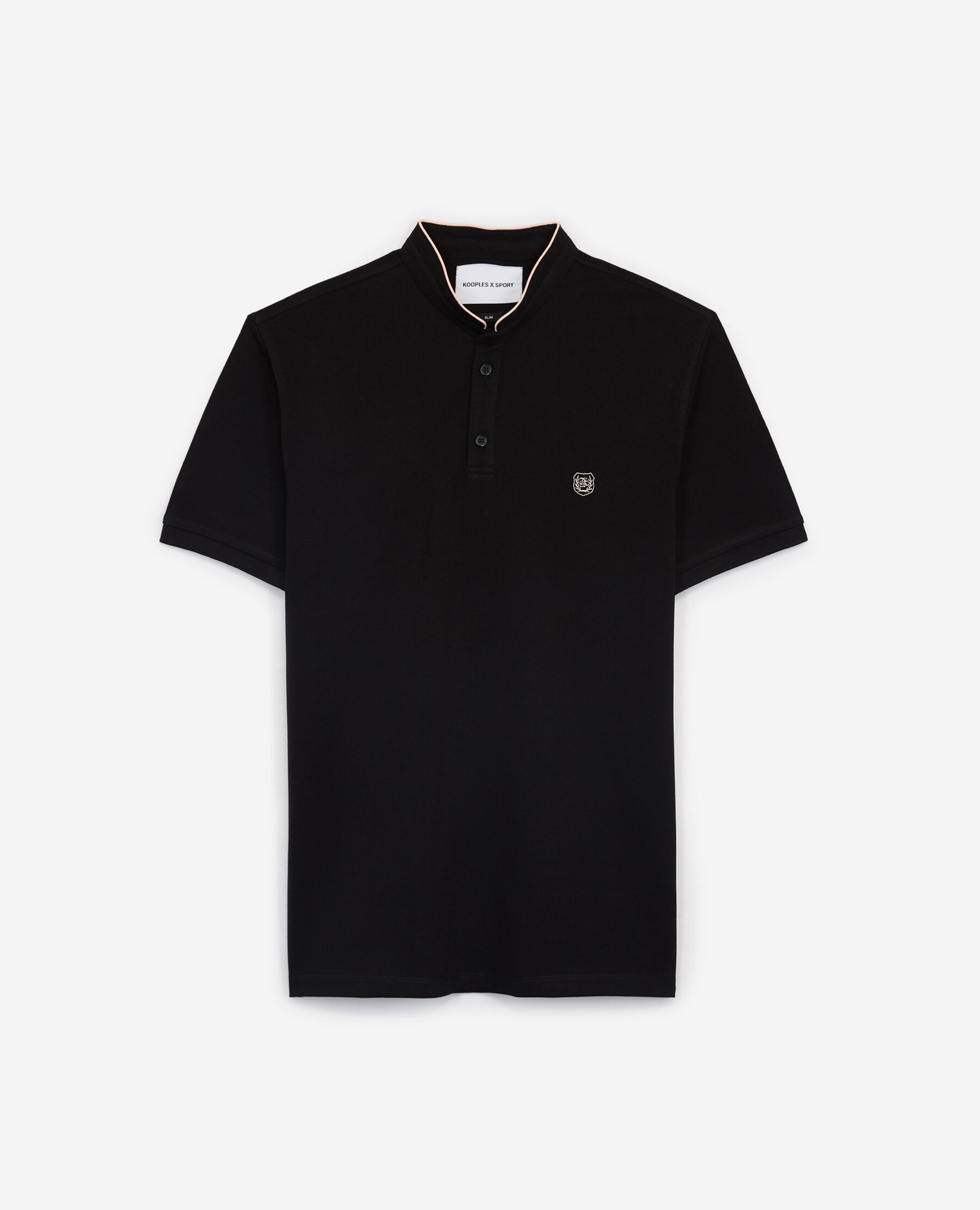 Black jersey polo shirt with officer collar The Kooples