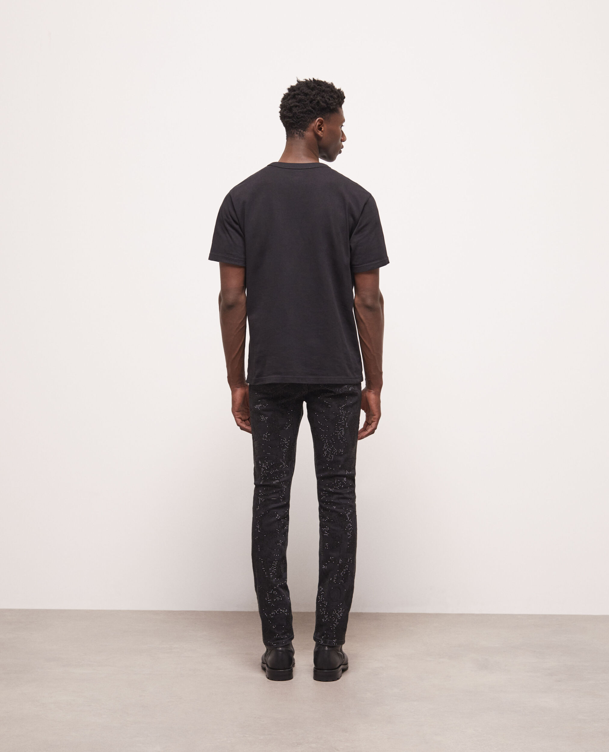 Men's black logo t-shirt with rhinestones, BLACK, hi-res image number null