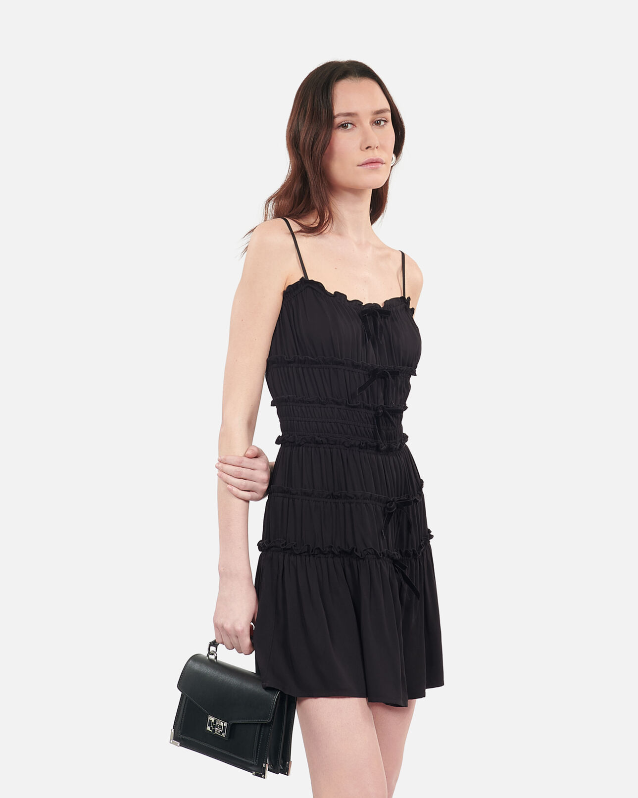 The Kooples WOMEN BLACK short black dress with bows