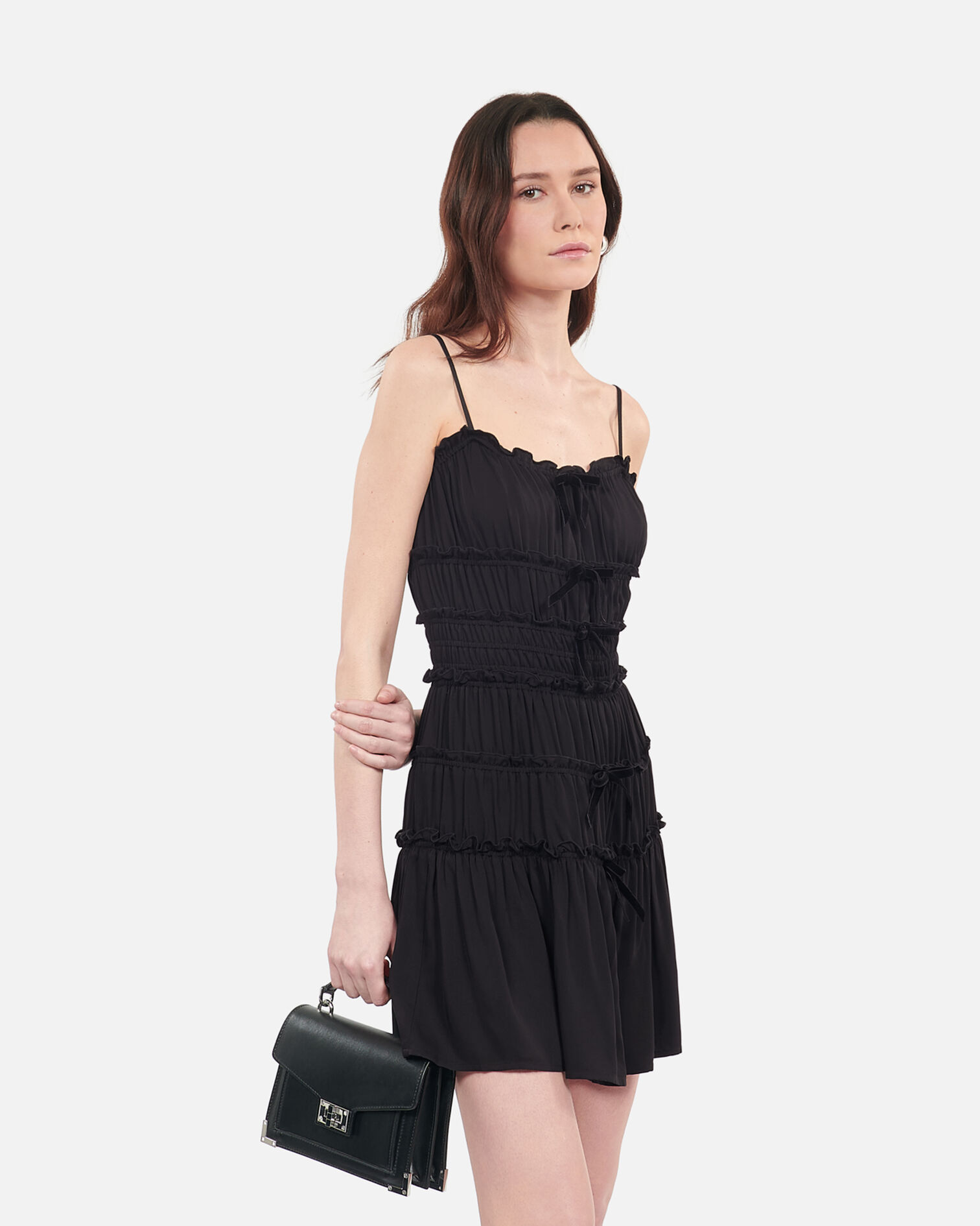 Short black dress with bows, BLACK, hi-res image number null