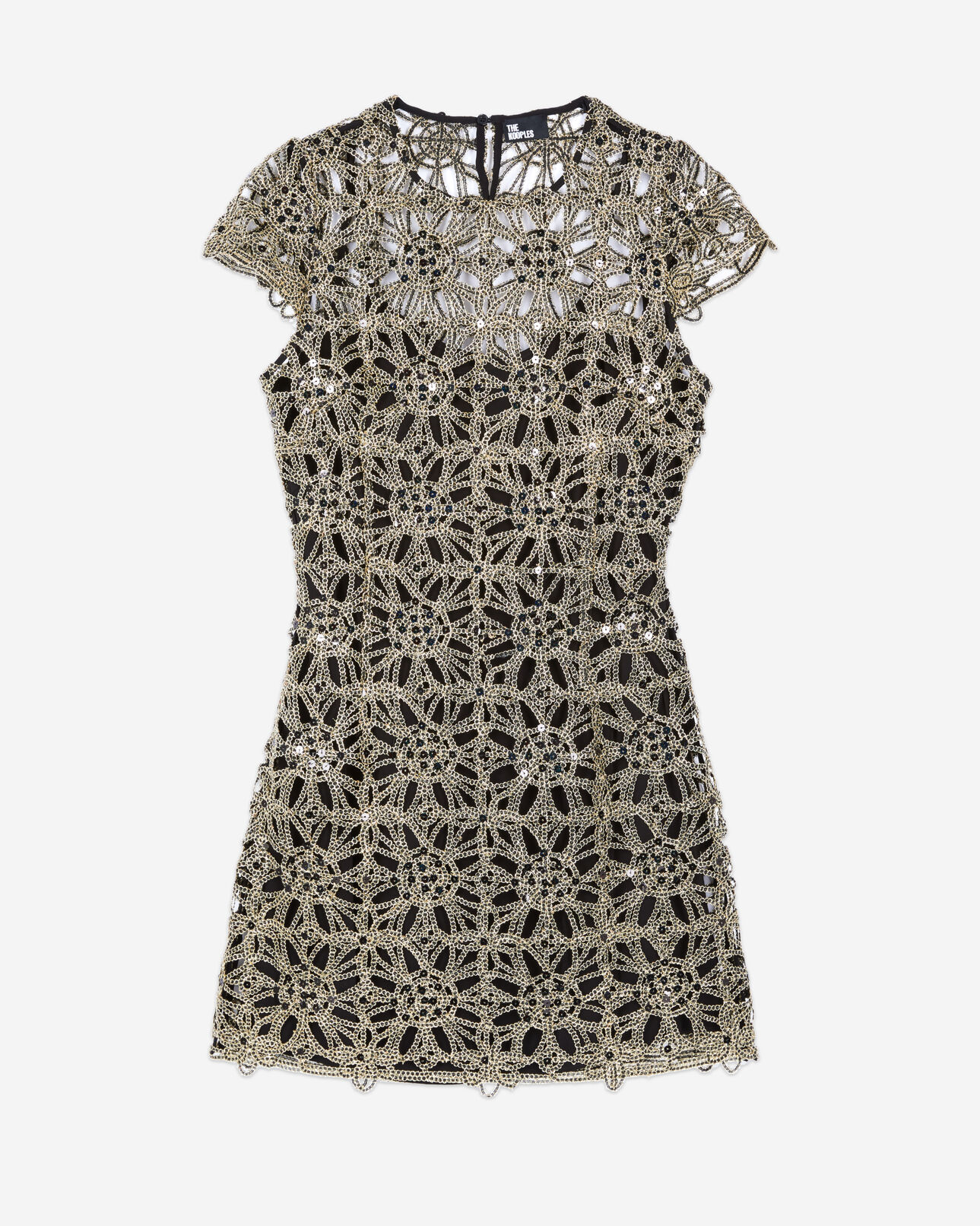 The Kooples DAMEN ANTIC GOLD goldenes, kurzes kleid aus guipure