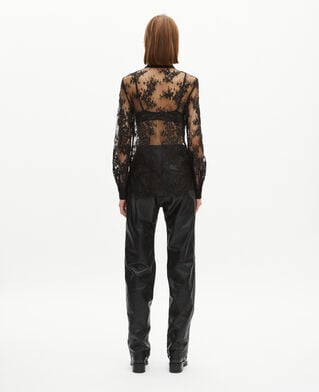The Kooples FEMME BLACK chemise transparente en dentelle noire
