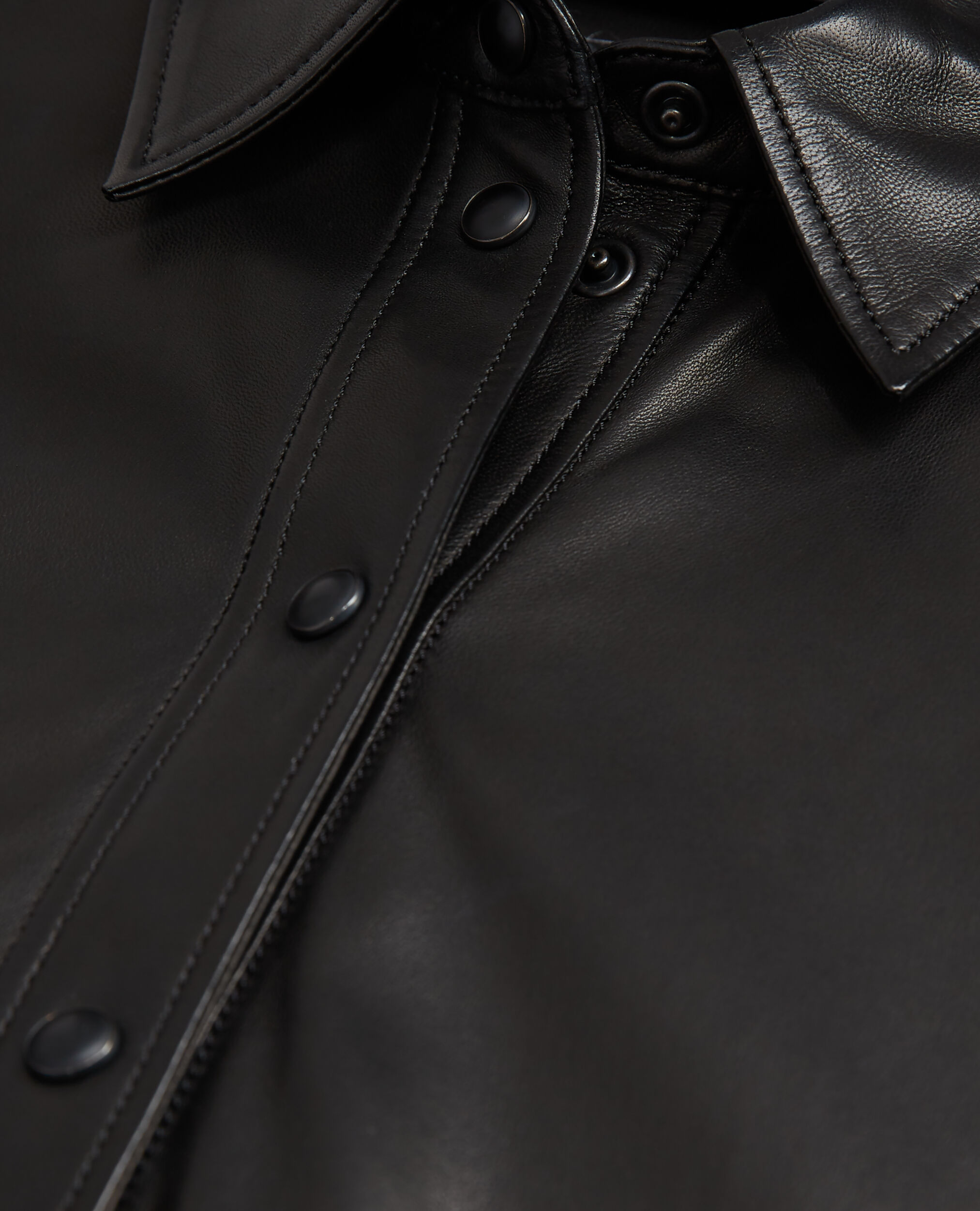 Black leather shirt, BLACK, hi-res image number null