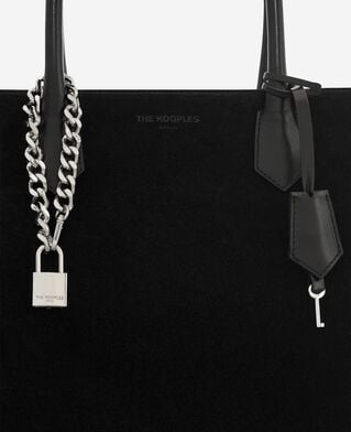 The Kooples F BLACK ming l tote bag in black suede