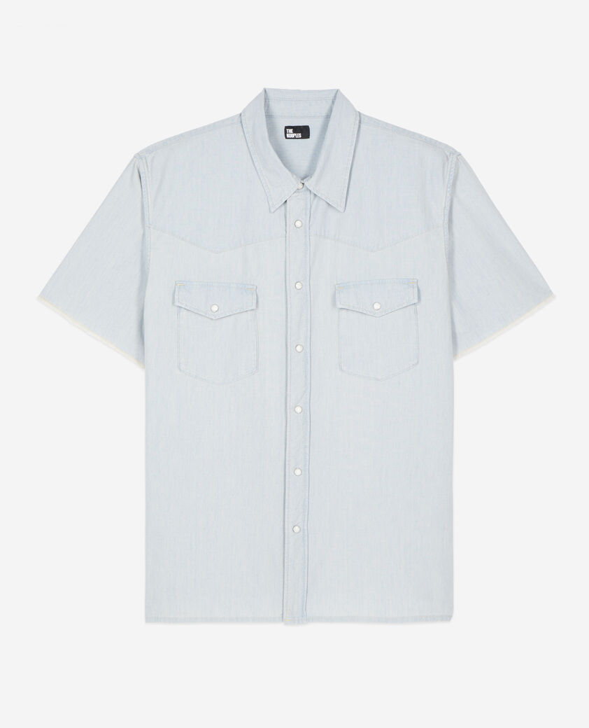 The Kooples HERREN LIGHT BLUE kurzärmeliges hemd aus denim