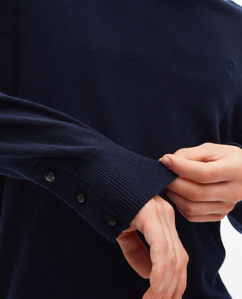 The Kooples H NAVY v-neck sweater in navy merino wool