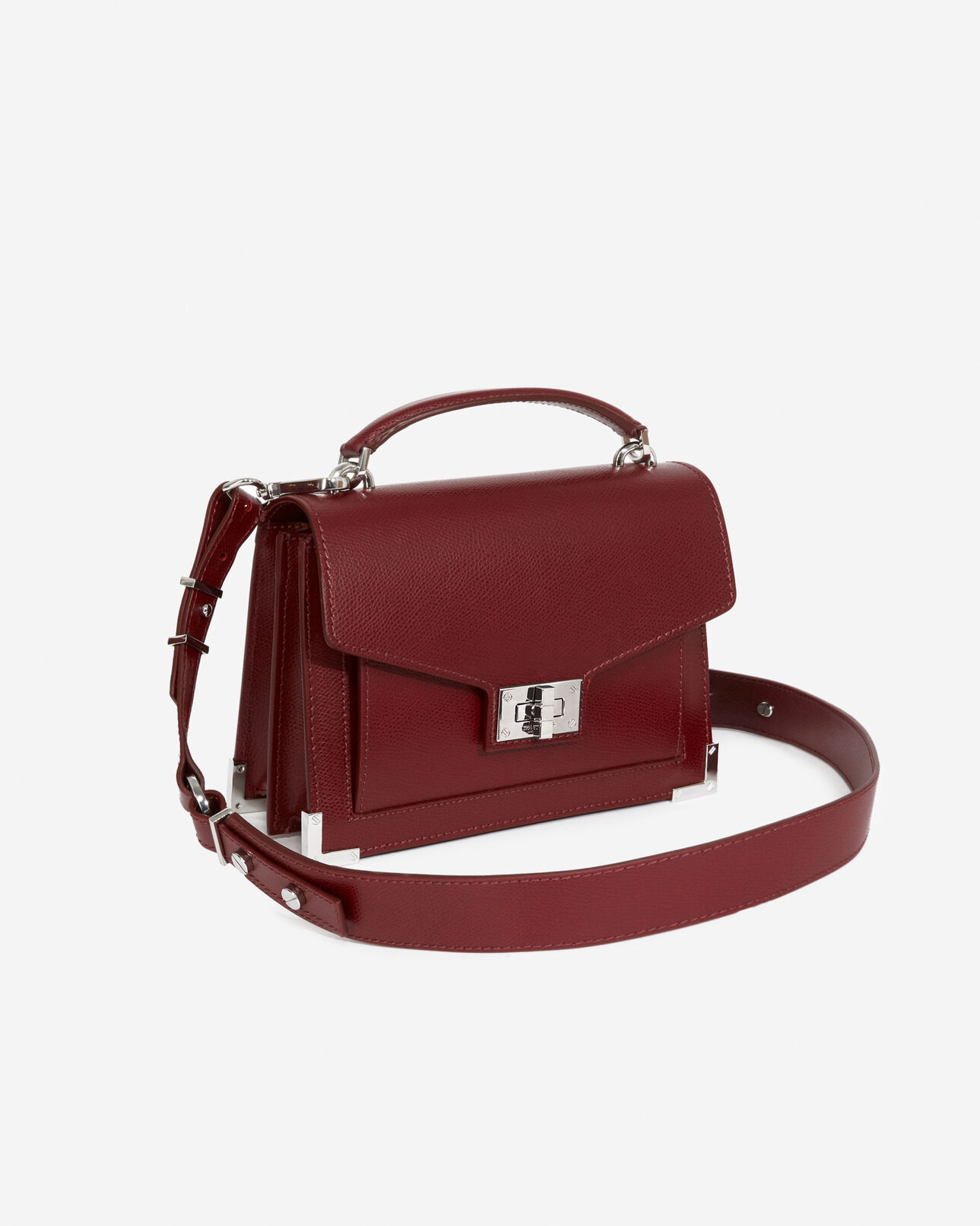 The Kooples FEMME DARK BURGUNDY sac emily small en cuir grainé bordeaux