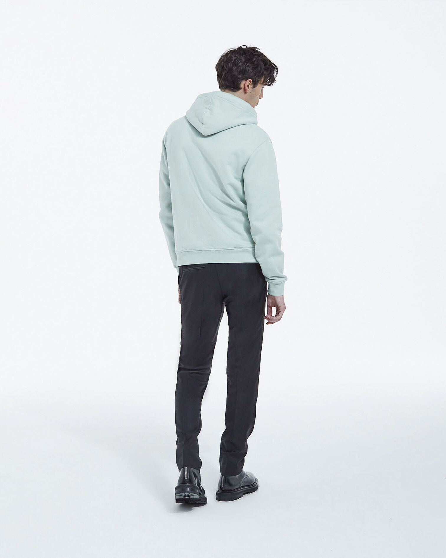 Sweat vert d'eau capuche logo poitrine, GRIS BLEU, hi-res image number null