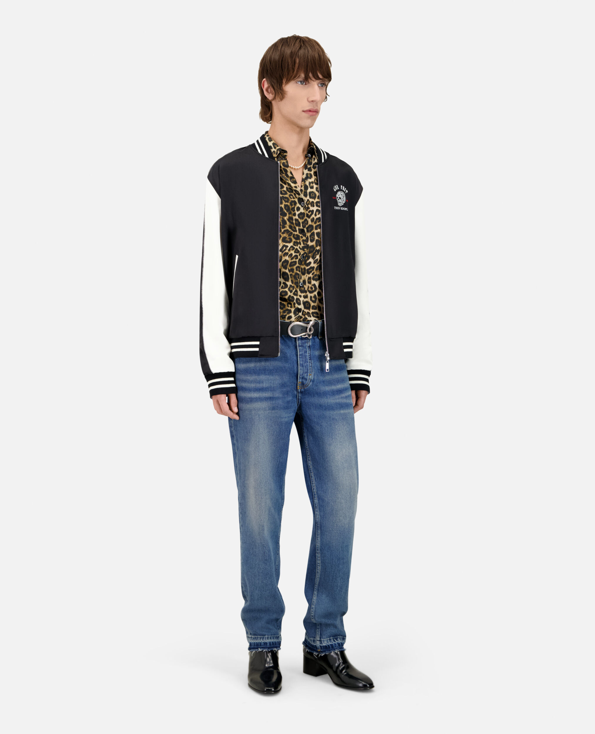 Satin black reversible jacket with Tiger embroidery, BLACK, hi-res image number null