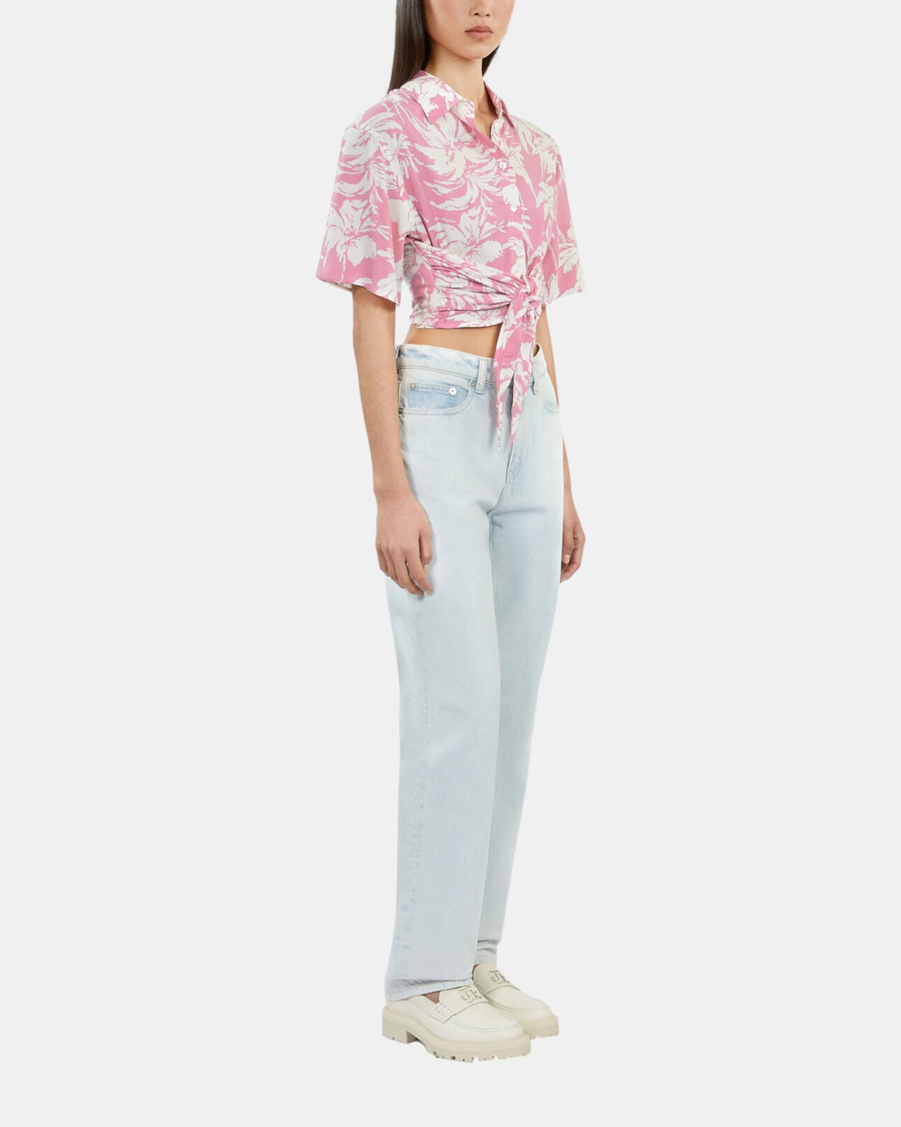 The Kooples FEMME BLUE BLEACHED / NAVY jean droit décoloré bleu clair