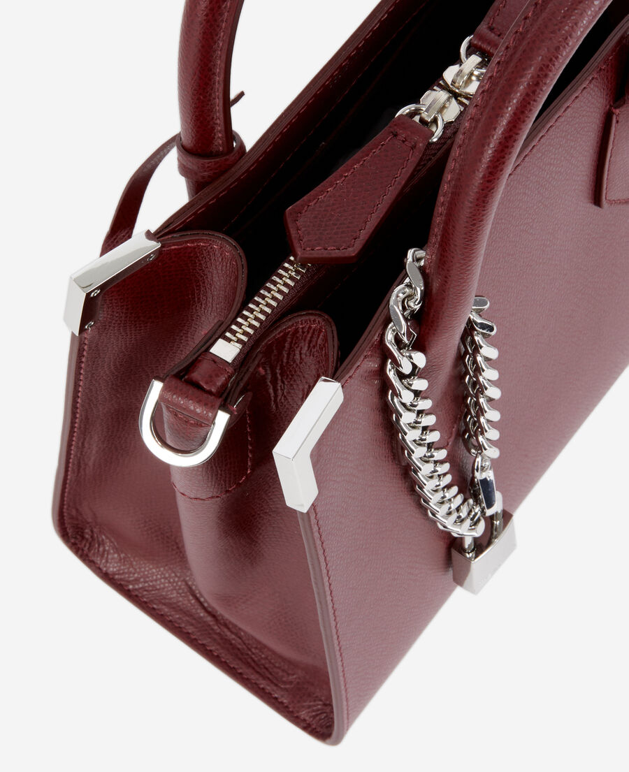 medium ming bag in burgundy grained leather