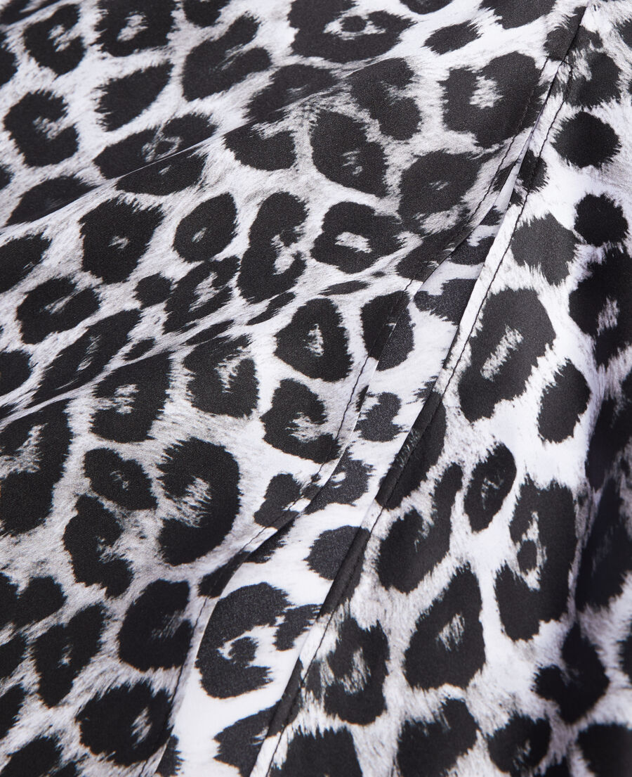 The Kooples FEMME BLACK WHITE LEOPARD jupe longue imprimée en soie