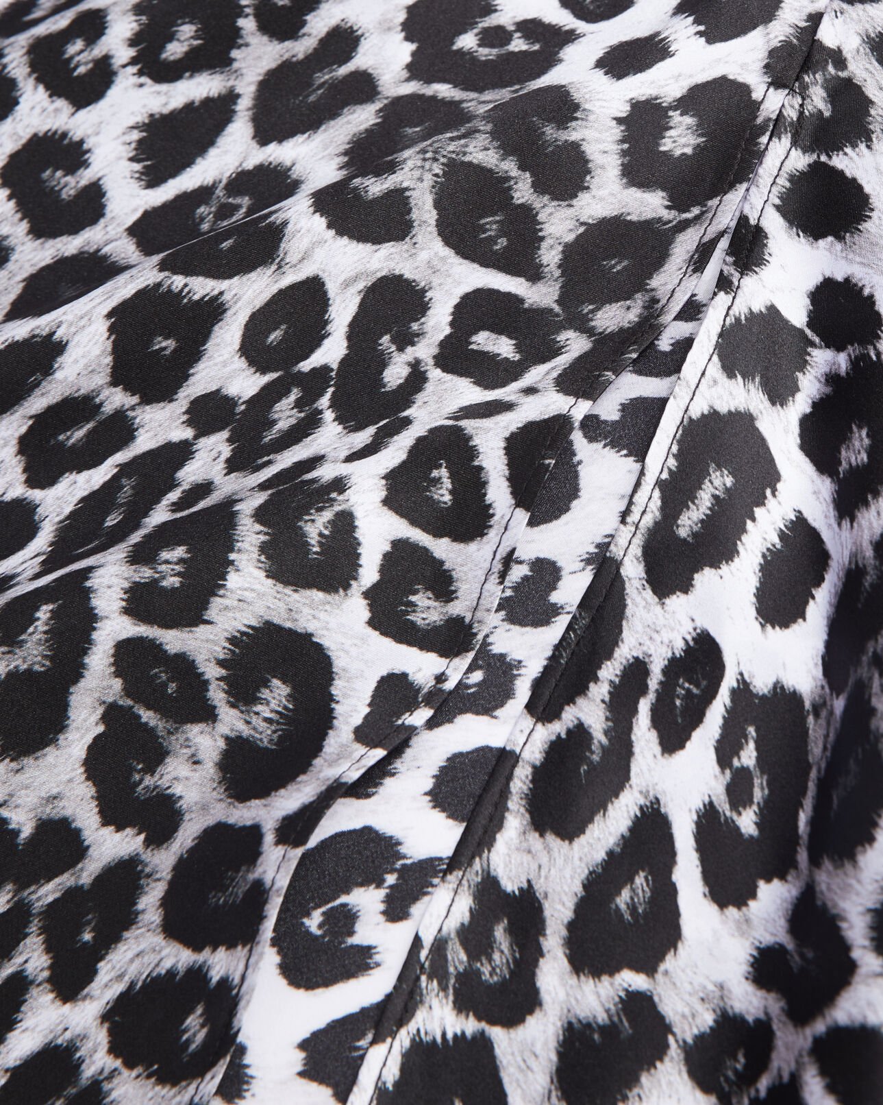 The Kooples WOMEN BLACK WHITE LEOPARD long printed silk skirt