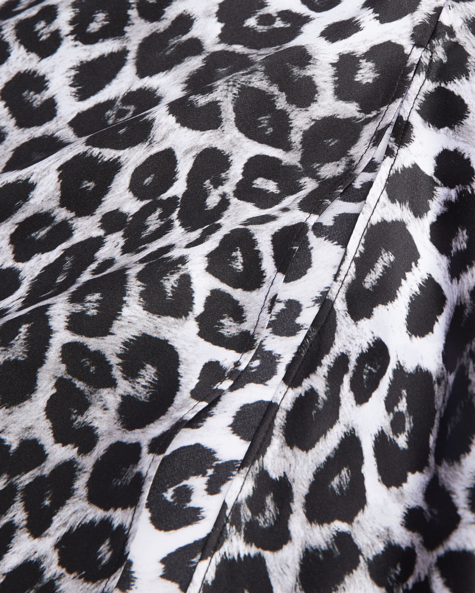 Long printed silk skirt, BLACK WHITE LEOPARD, hi-res image number null
