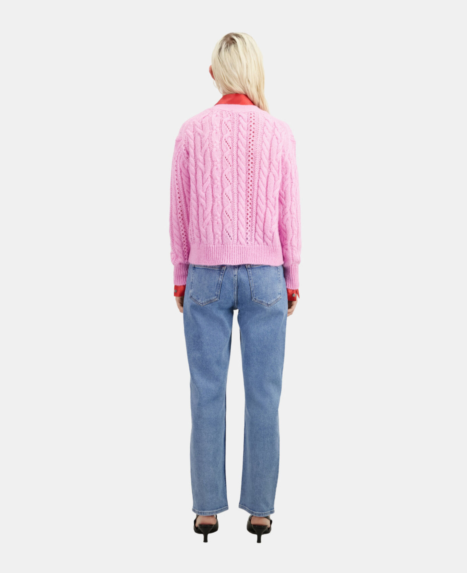 The Kooples WOMEN PINK pink cable-knit wool-blend cardigan
