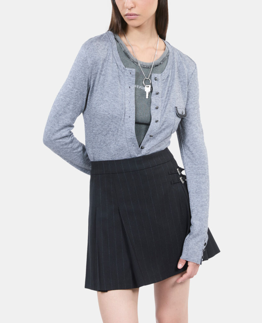 The Kooples DAMEN GREY MELANGE lang&auml;rmeliges, graues t-shirt