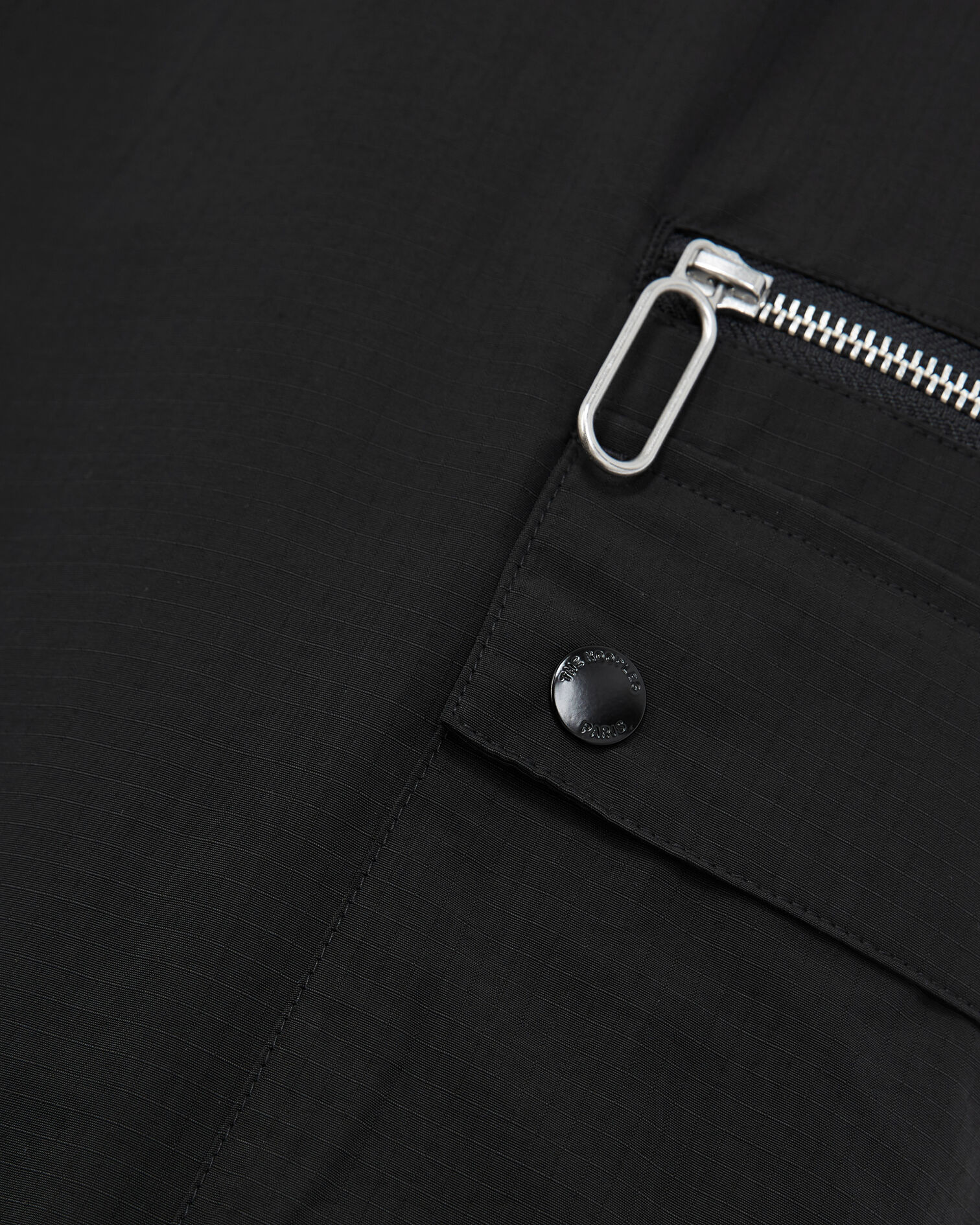 Black cargo pants in nylon with zipper, BLACK, hi-res image number null