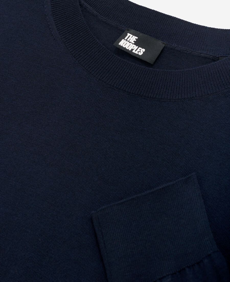 The Kooples WOMEN NAVY round-neck sweater in navy merino wool
