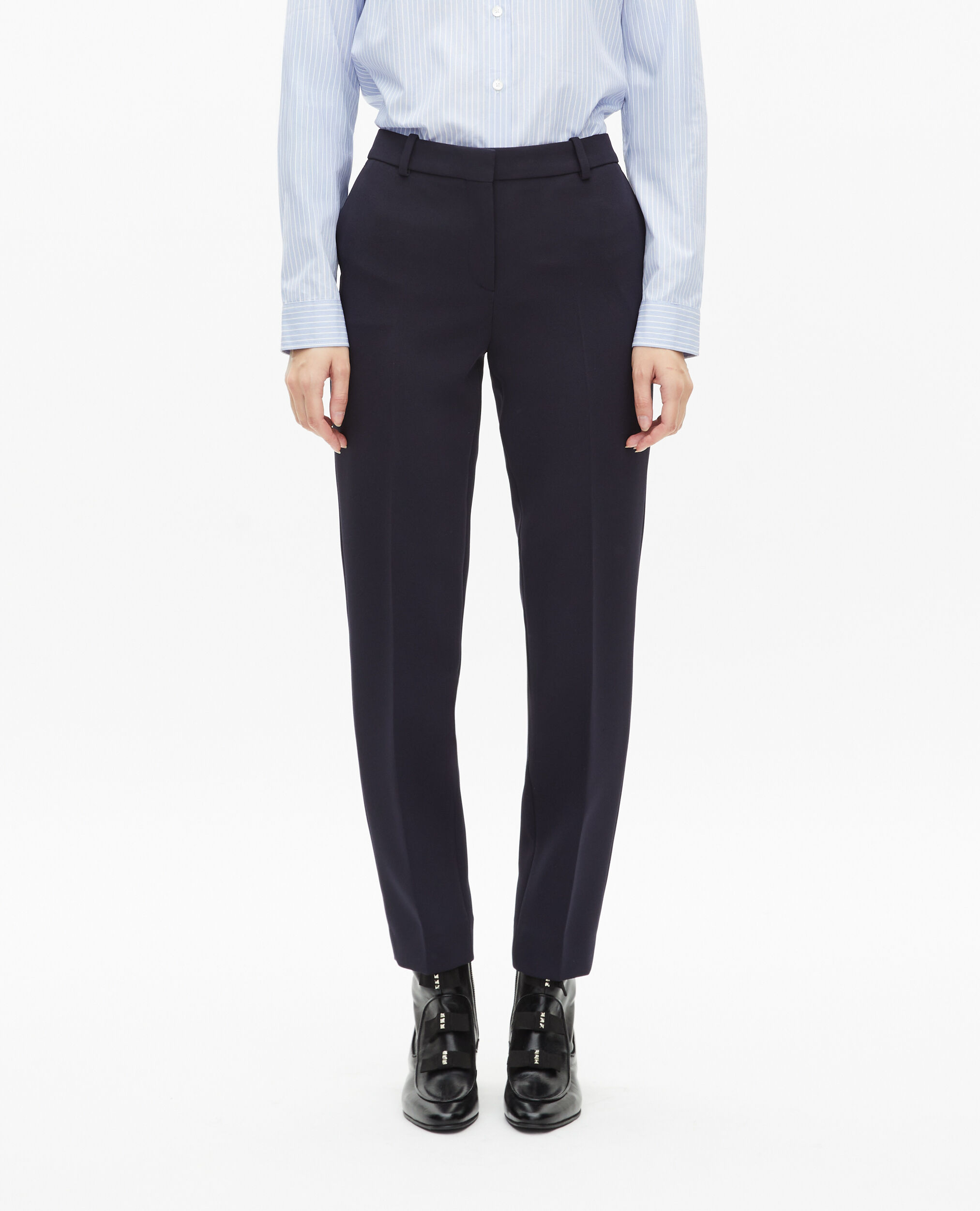 Slim-fit crepe pants navy blue, DARK NAVY, hi-res image number null
