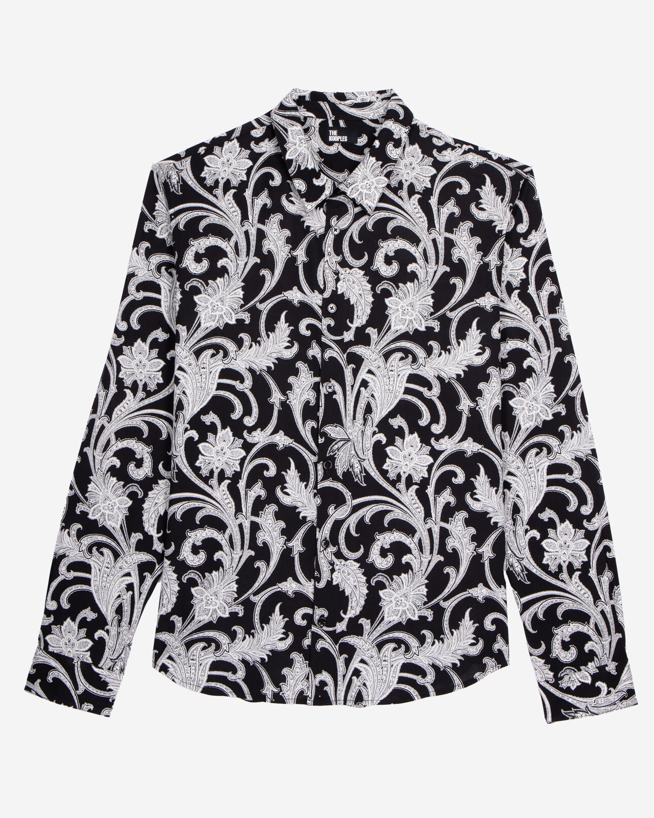 The Kooples HOMME BLACK WHITE chemise fleurie noire