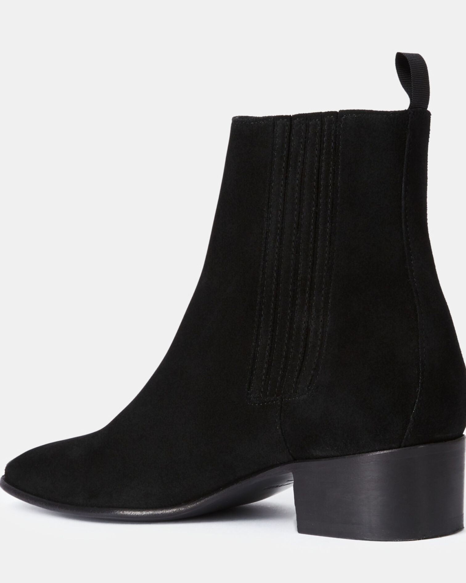 Schwarze Stiefel aus Veloursleder, BLACK, hi-res image number null