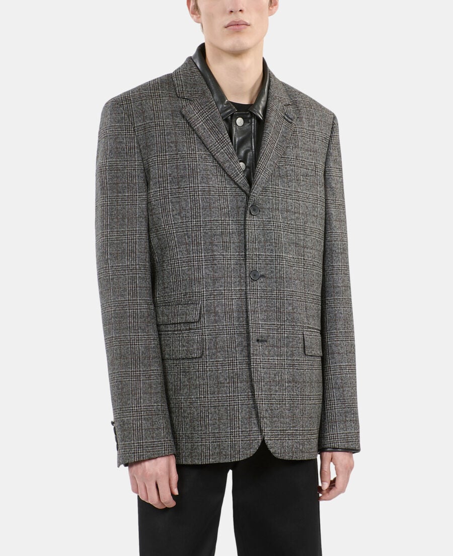The Kooples H BROWN / BLACK prince of wales wool blazer