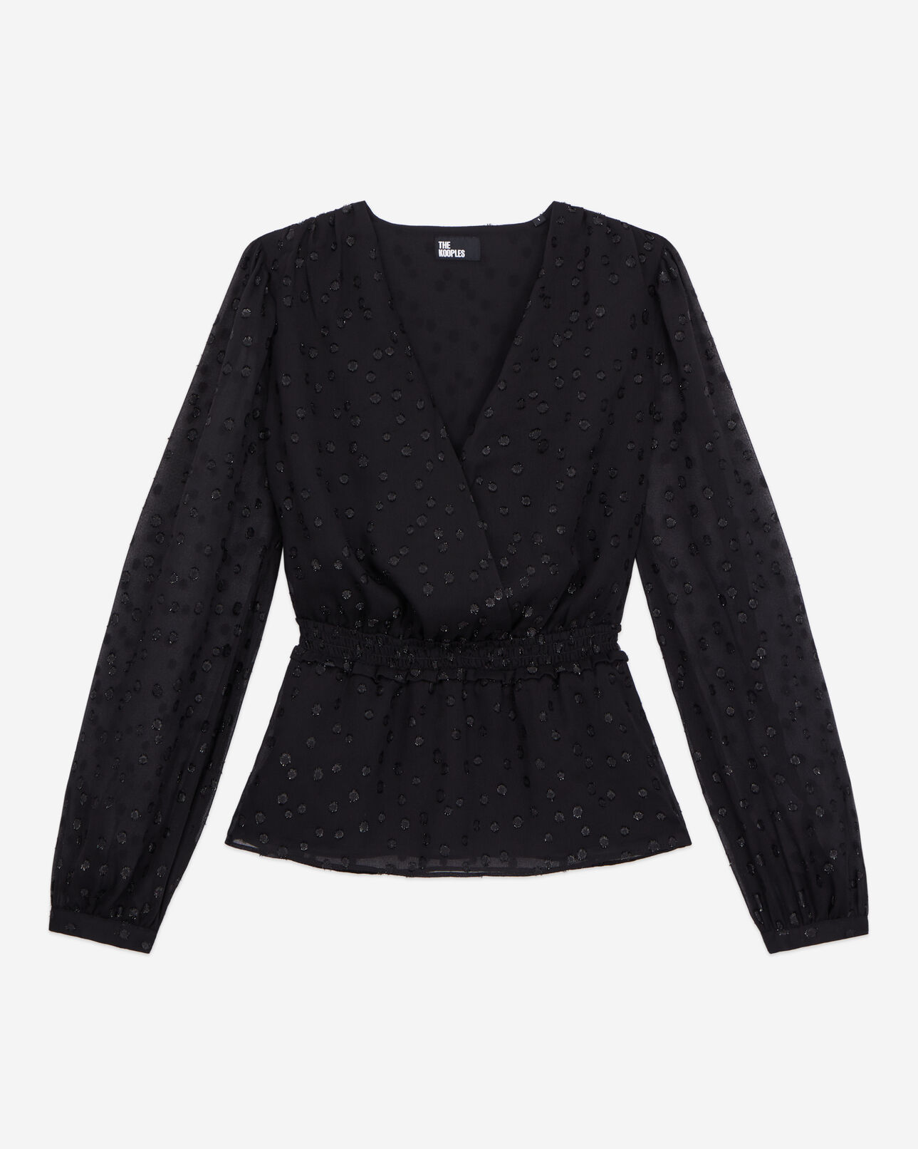 The Kooples WOMEN BLACK black polka dot top with silver wire