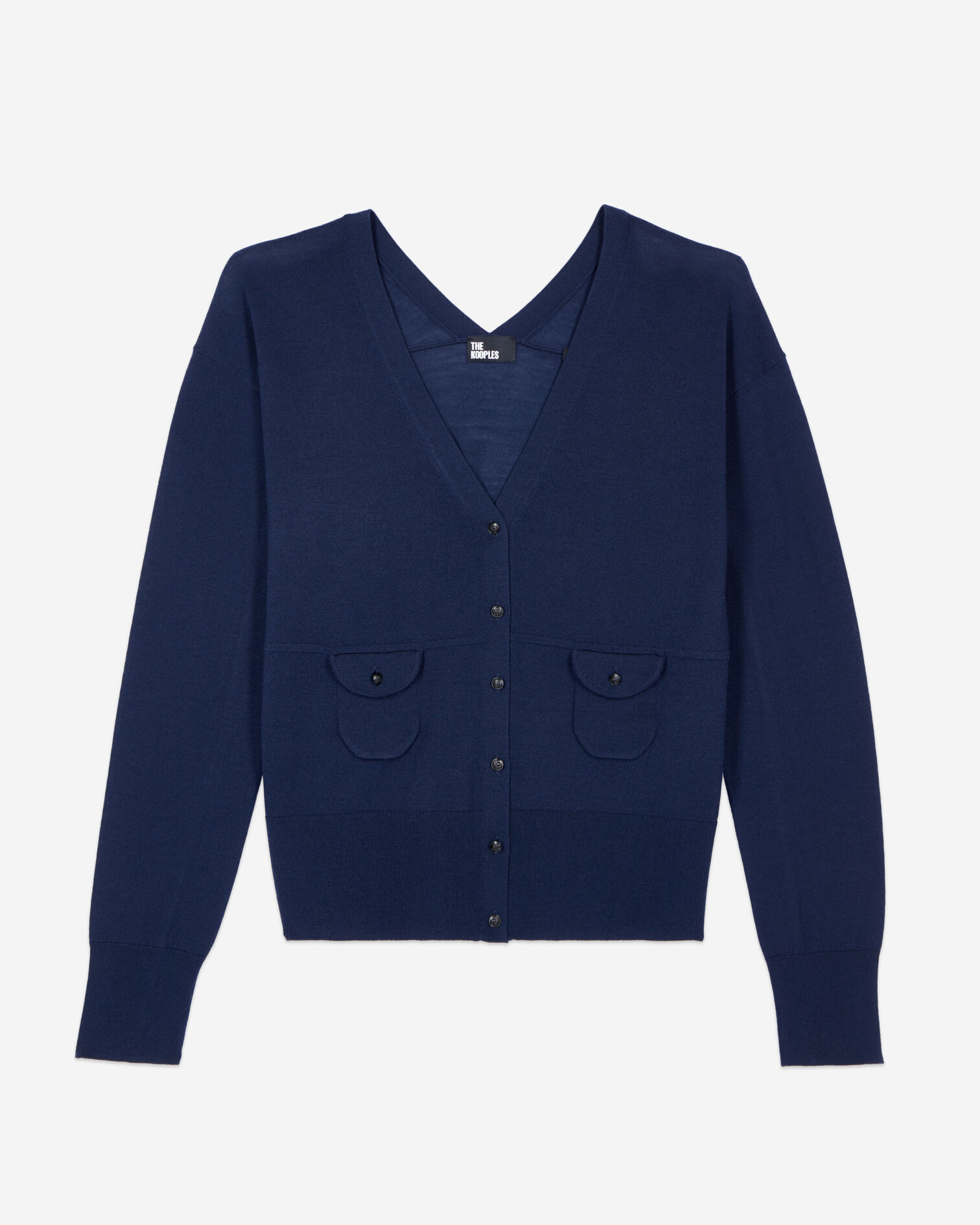 Navy blue wool cardigan, NAVY, hi-res image number null