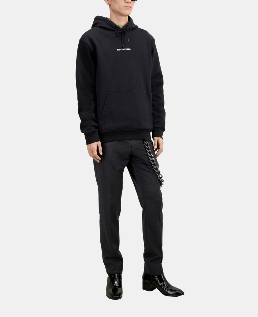 The Kooples HOMME BLACK sweatshirt &agrave; capuche avec s&eacute;rigraphie noir