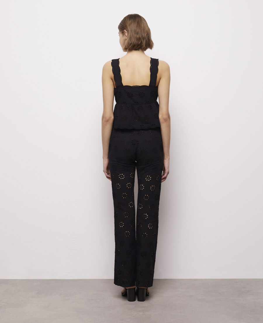 short black top with broderie anglaise