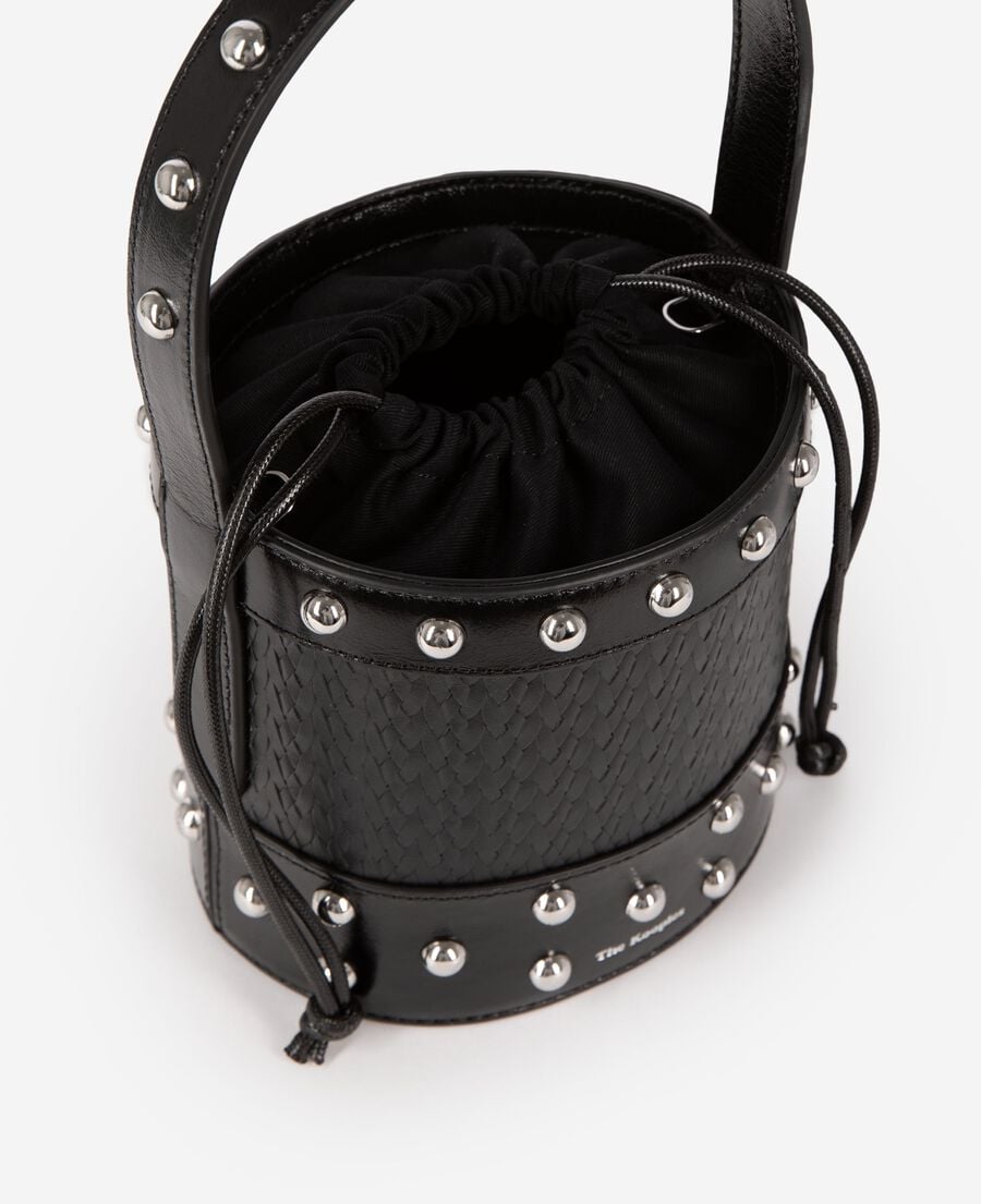 The Kooples WOMEN BLACK studded bucket bag, black