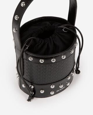 The Kooples WOMEN BLACK studded bucket bag, black
