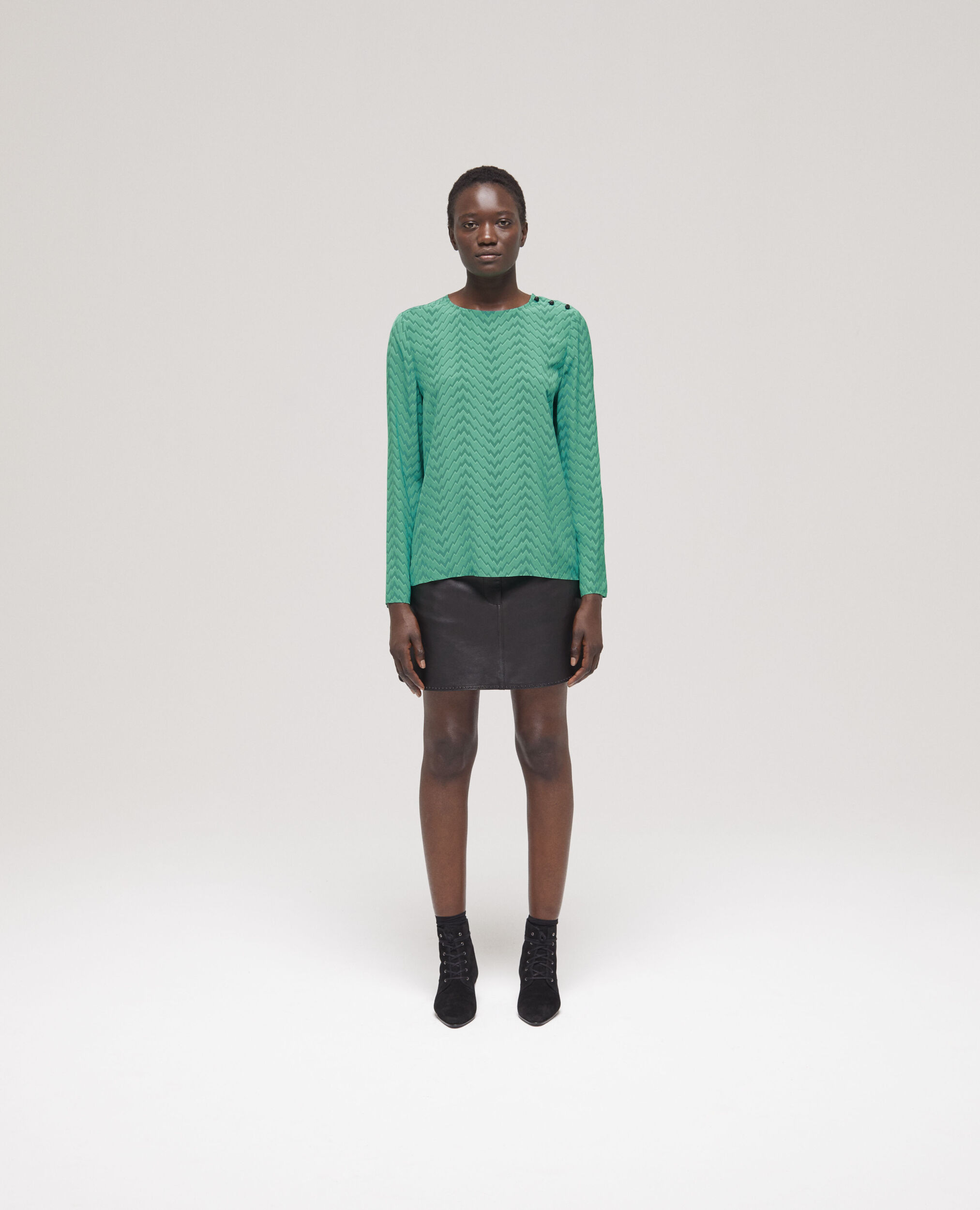 Printed green top, GREEN, hi-res image number null