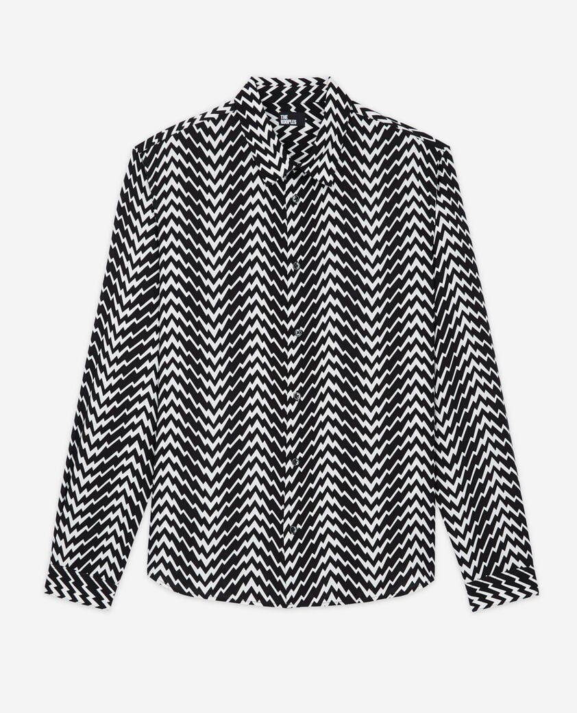 The Kooples MEN BLACK WHITE printed classic-collar shirt