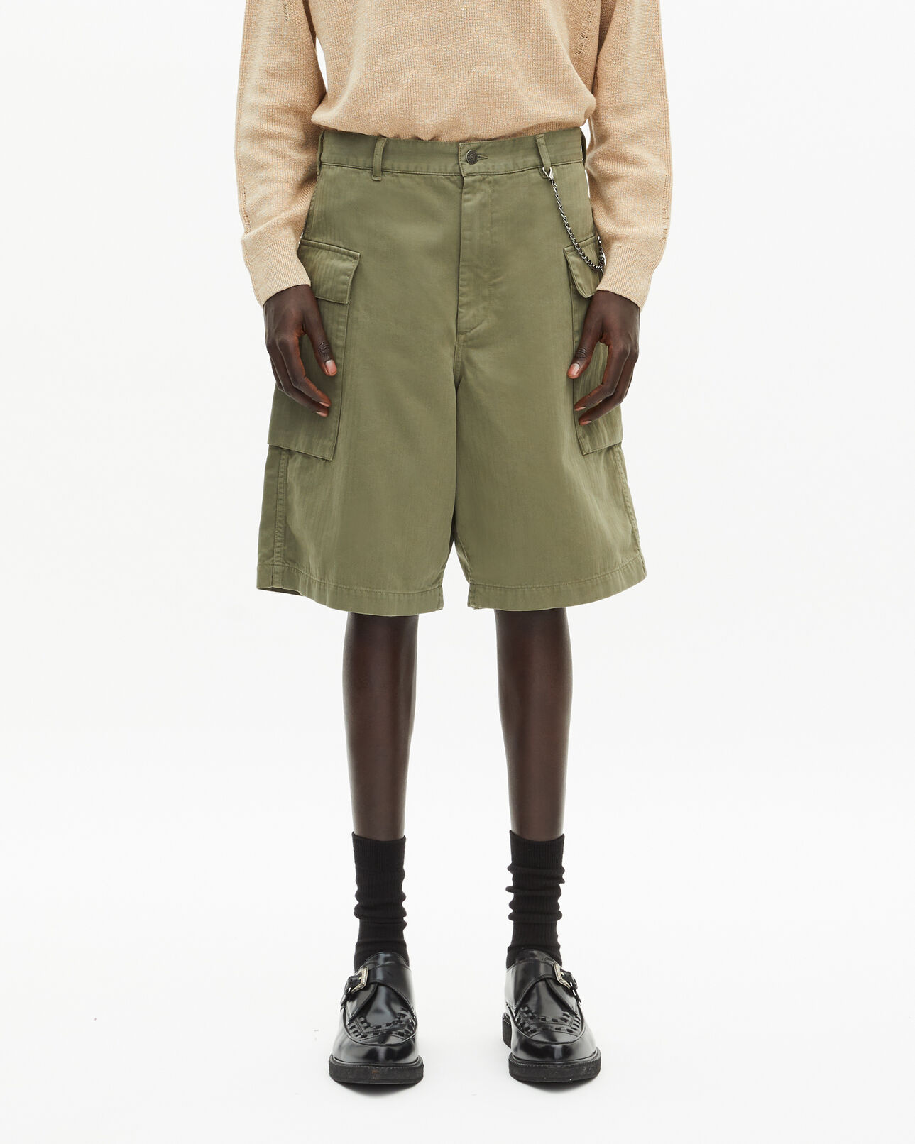 The Kooples MEN KAKI khaki bermuda cargo shorts
