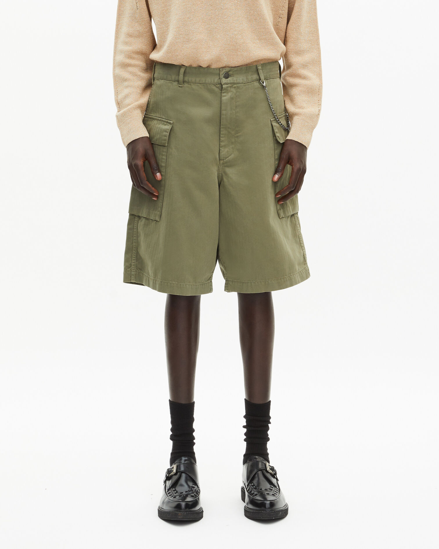 Khaki Bermuda cargo shorts, KAKI, hi-res image number null