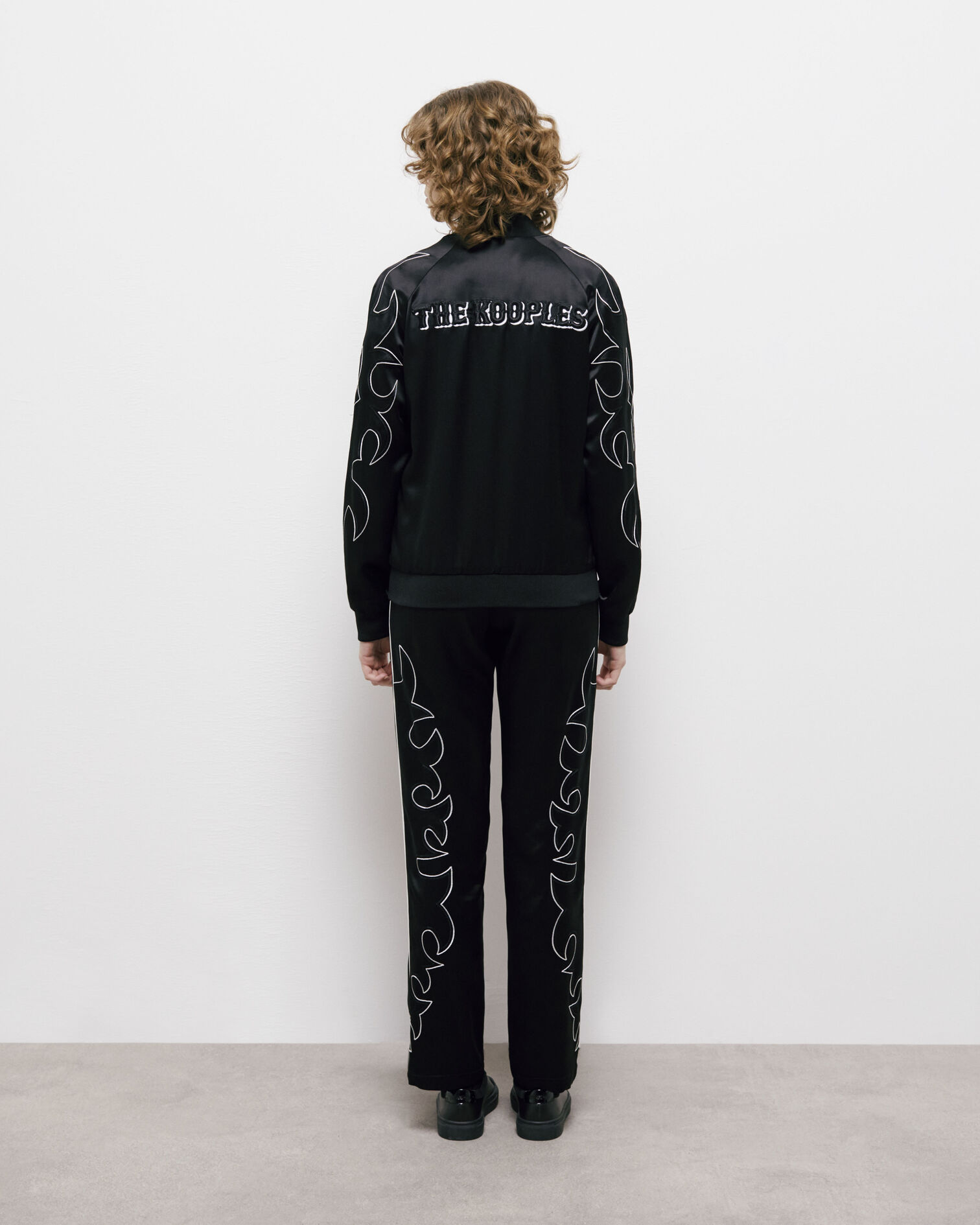 Black Teddy jacket with Western-style embroidery, BLACK, hi-res image number null