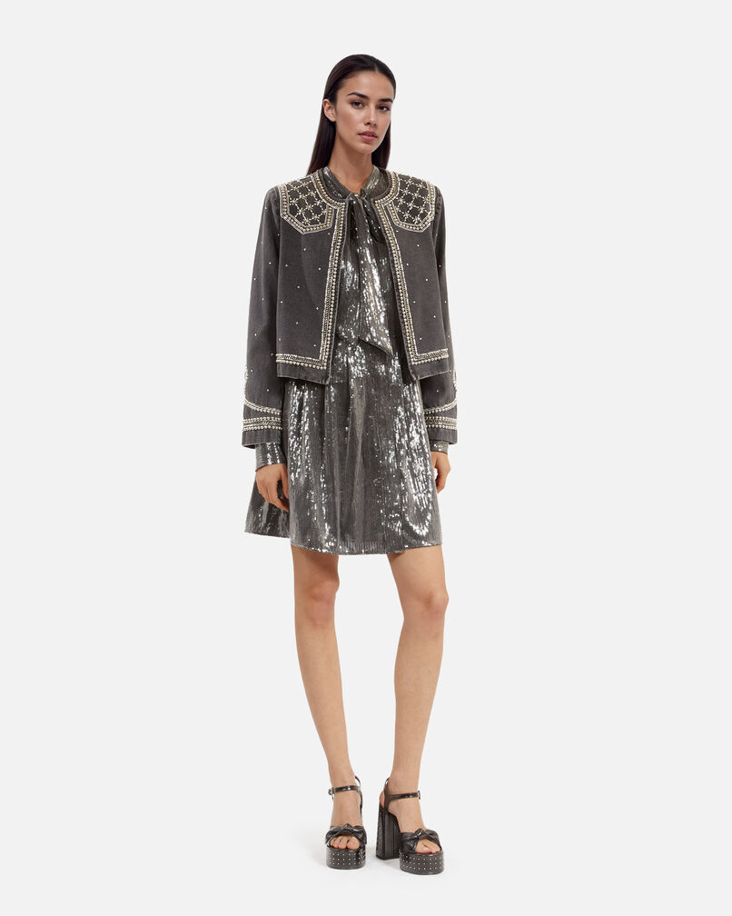 The Kooples FEMME GREY robe courte à sequins grise