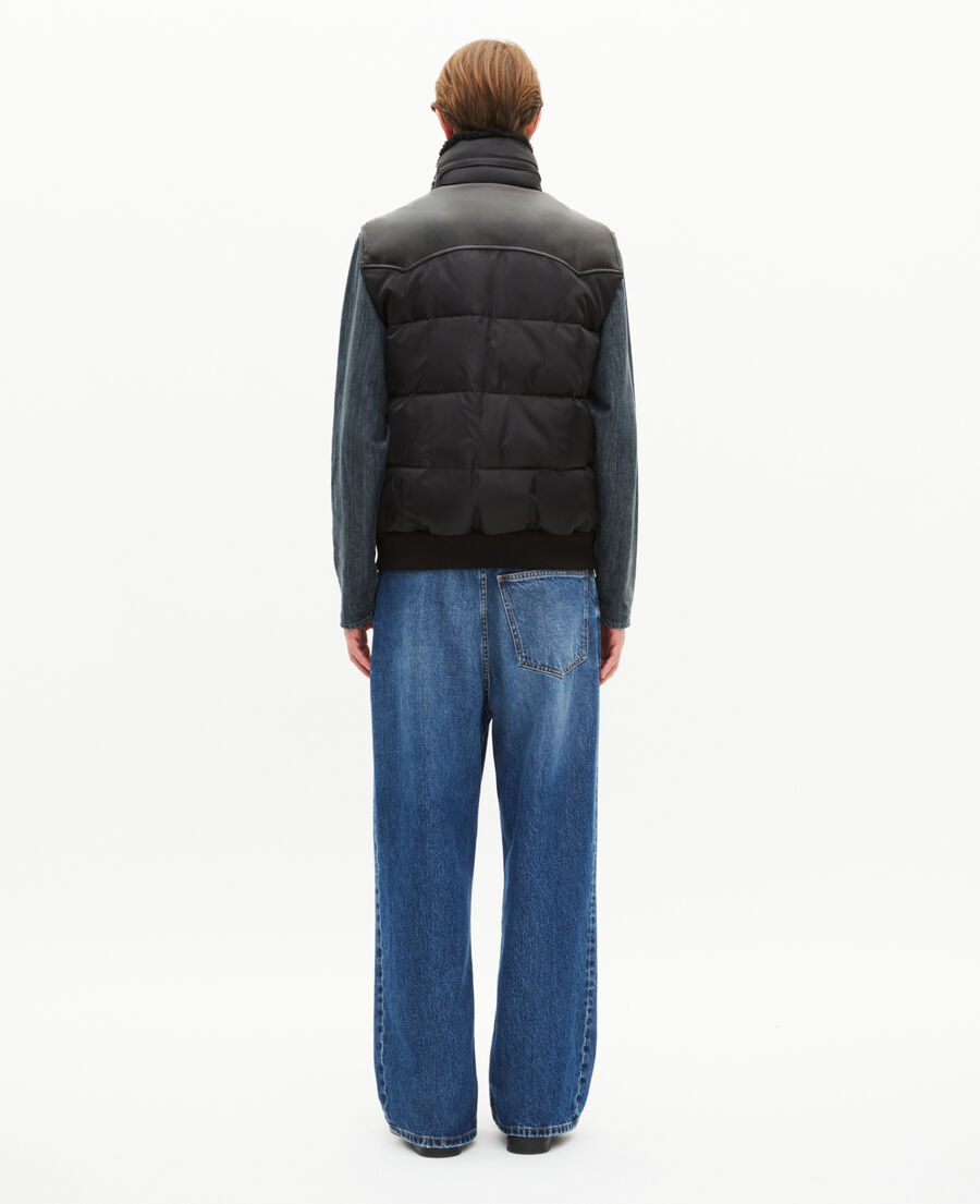 The Kooples MEN BLACK sleeveless down jacket with black fur-effect collar