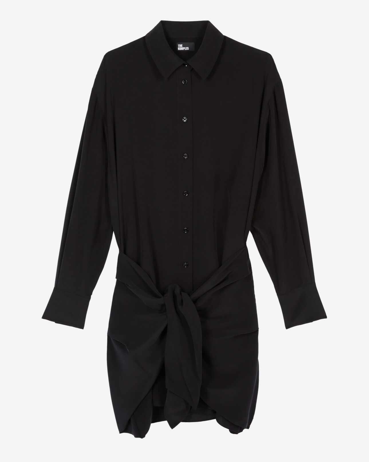 The Kooples WOMEN BLACK short black shirt dress with bow