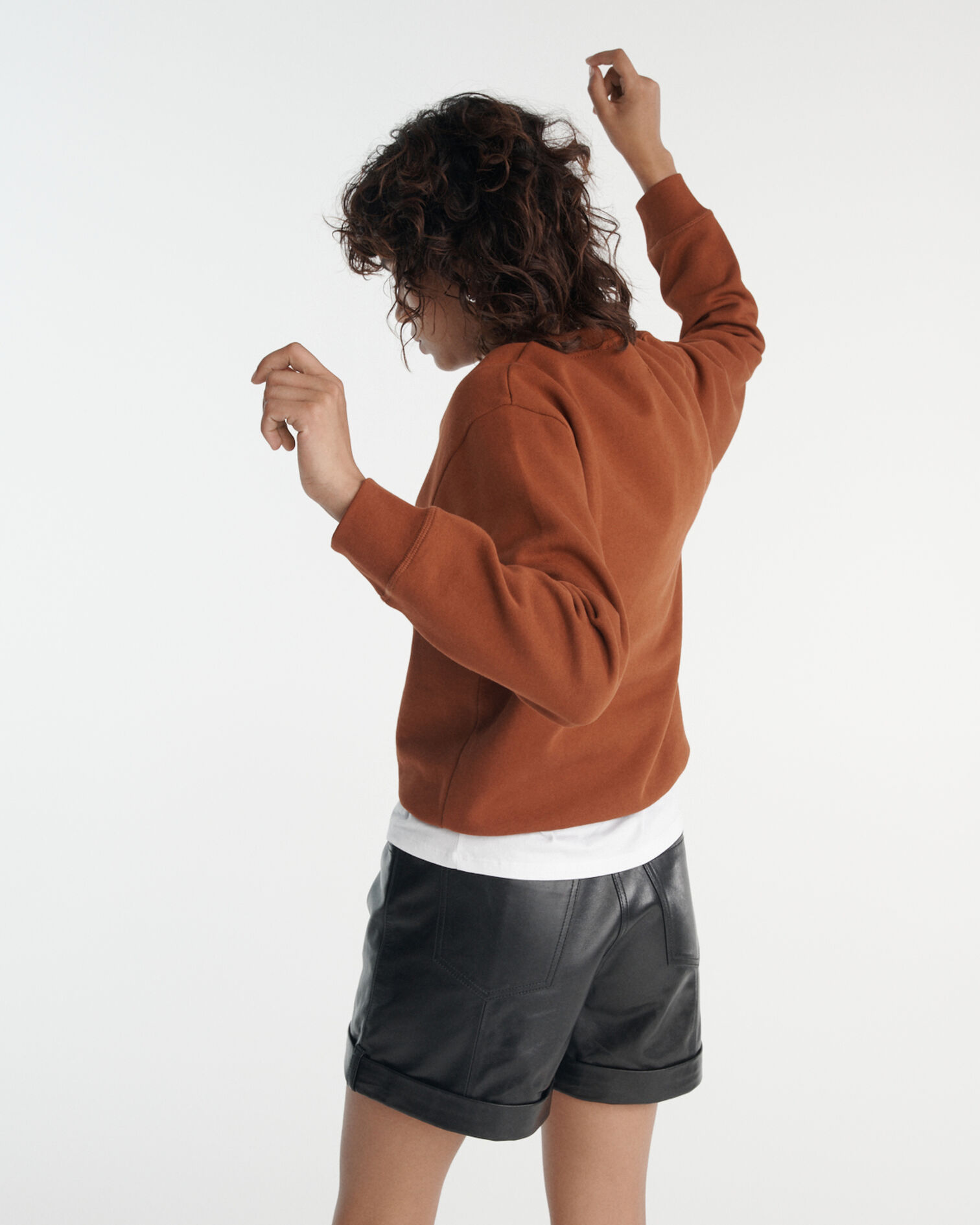 Sweatshirt in rust fleece with embroidery, ROUILLE, hi-res image number null