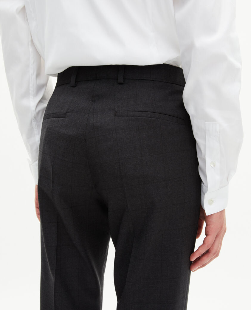 The Kooples HOMME BLACK pantalon de costume ajusté à carreaux en laine noir