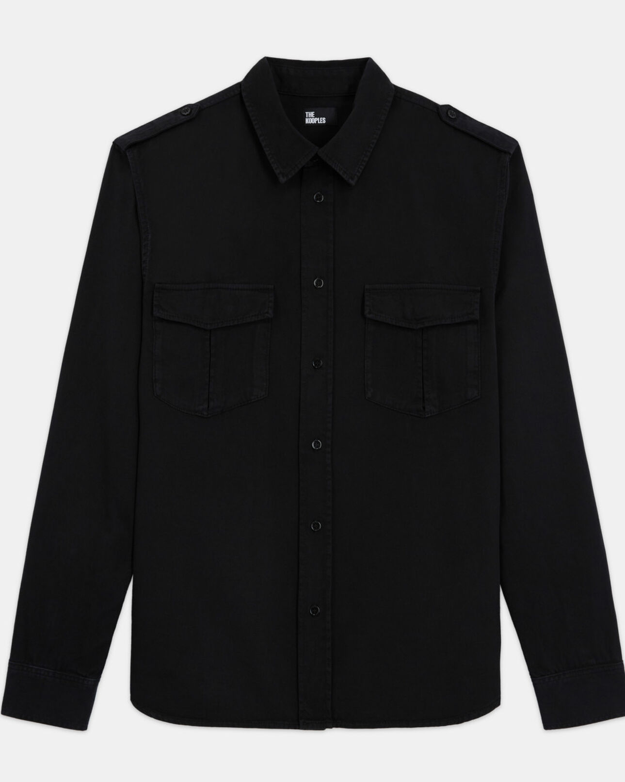 The Kooples HERREN STONE GREY schwarzes jeanshemd mit klassischer kragen