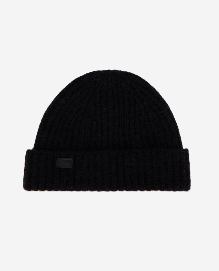 The Kooples F BLACK black ribbed wool-blend beanie