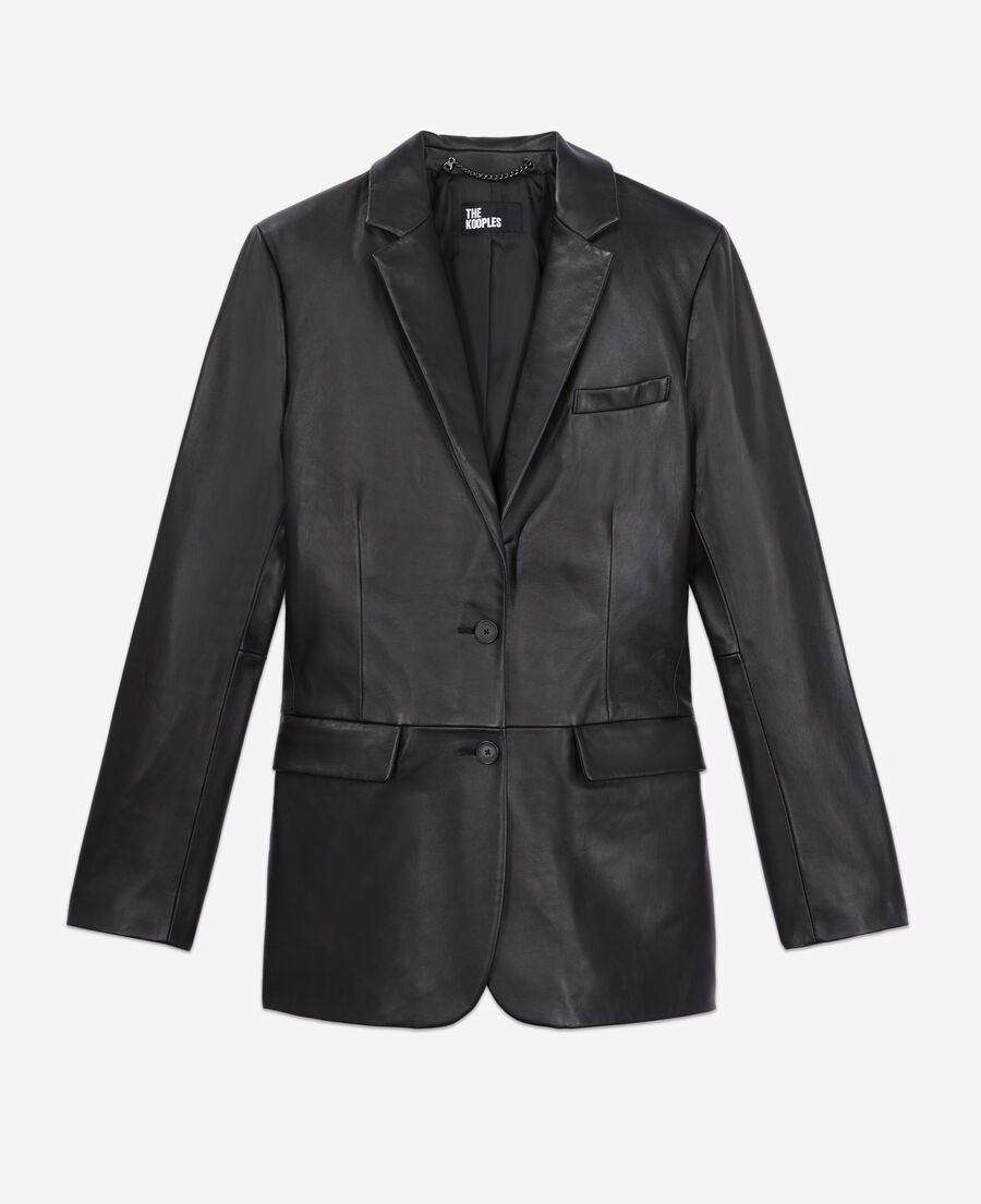 black leather suit jacket