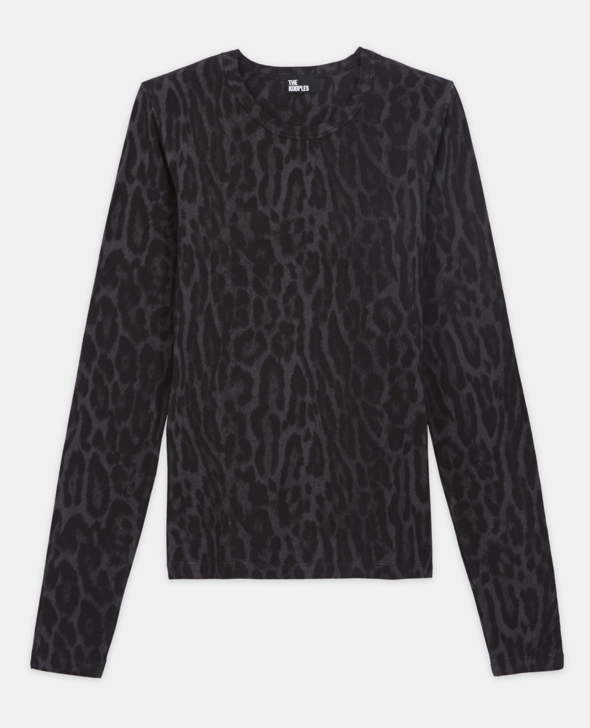 T-shirt en coton léopard gris, BLACK, hi-res image number null