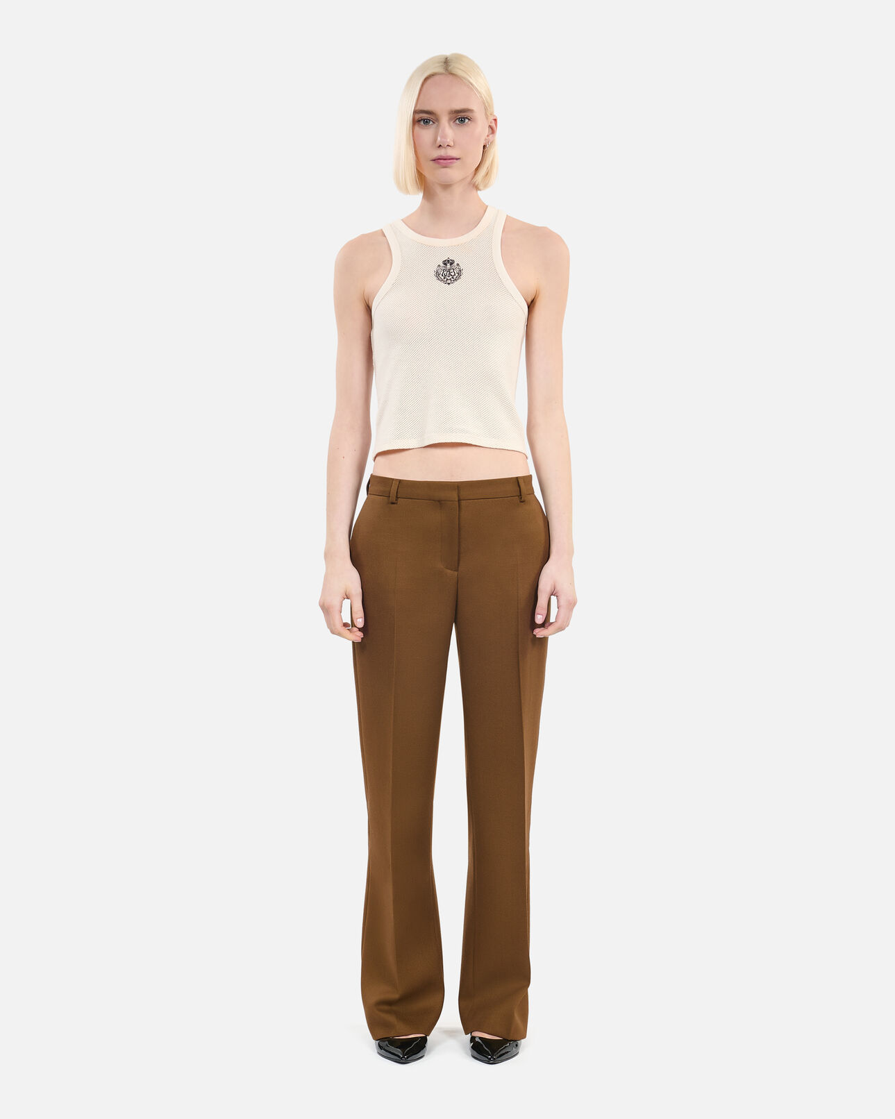 The Kooples WOMEN KAKI loose-fitting brown suit trousers