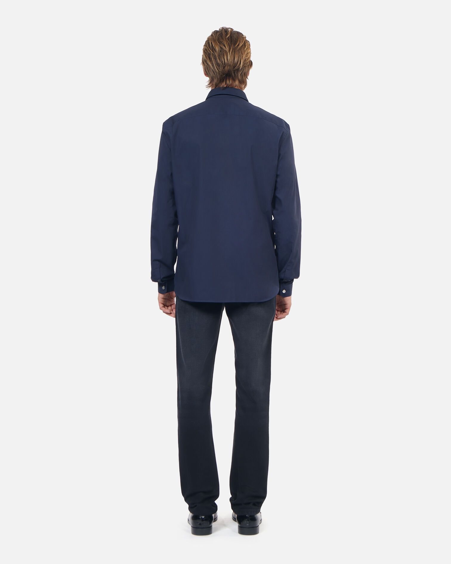 Chemise en popeline bleu marine, NAVY, hi-res image number null