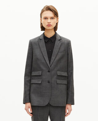 The Kooples WOMEN BLACK tailored jacket in black and grey fleece